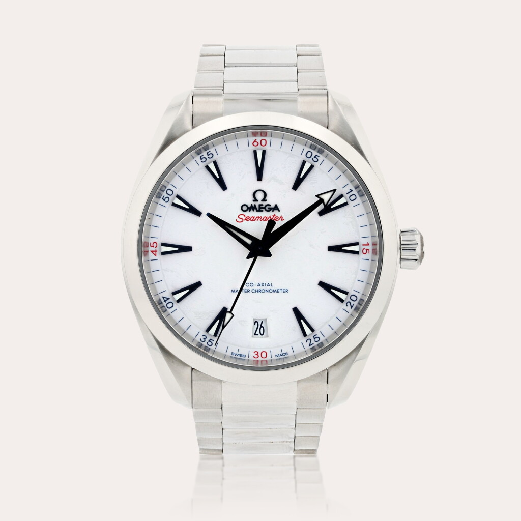 Voir en plein écran - Voir 1 du lot 450. Seamaster Aqua Terra, a limited edition made to commemorate the Beijing Olympic Games 2022, reference 522.10.41.21.04.001 Montre bracelet en acier avec date | Stainless steel wristwatch with date and bracelet Vers 2022 | Circa 2022.