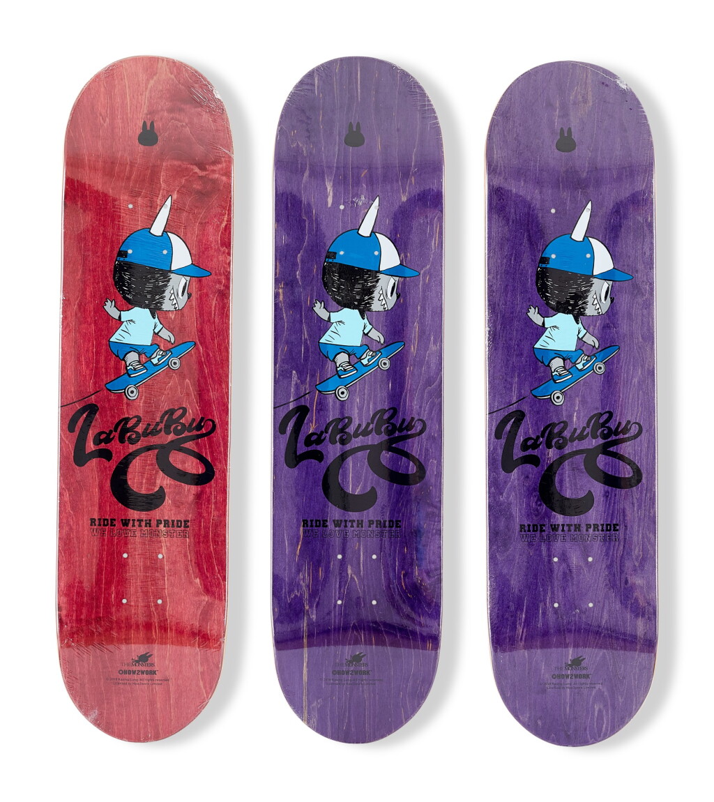 View full screen - View 1 of Lot 87. Labubu Ride with Pride Skateboard decks (Set of Three) | Labubu Ride with Pride 滑板(一組三件).