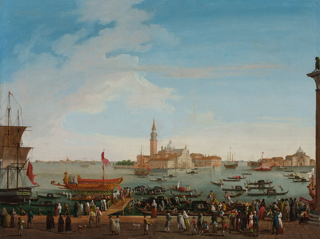 View full screen - View 1 of Lot 453. Venice, A View of the Bacino of San Marco with San Giorgio Maggiore in the Distance.