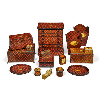 View full screen - View 1 of Lot 234. An Assorted Collection of Victorian Tartanware Objects, Last Quarter 19th Century.