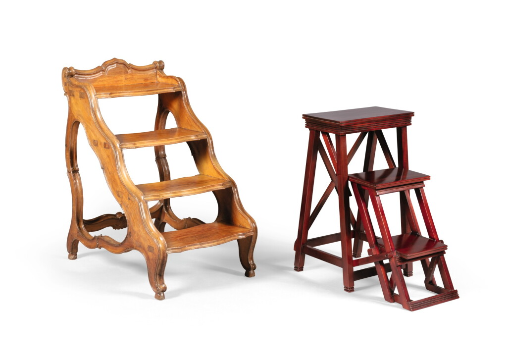 View full screen - View 1 of Lot 98. A Louis XV style walnut library step .