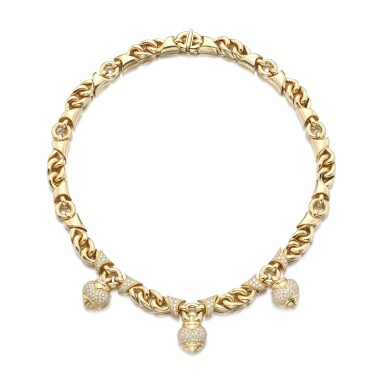 View full screen - View 1 of Lot 1221. Gold and diamond necklace.