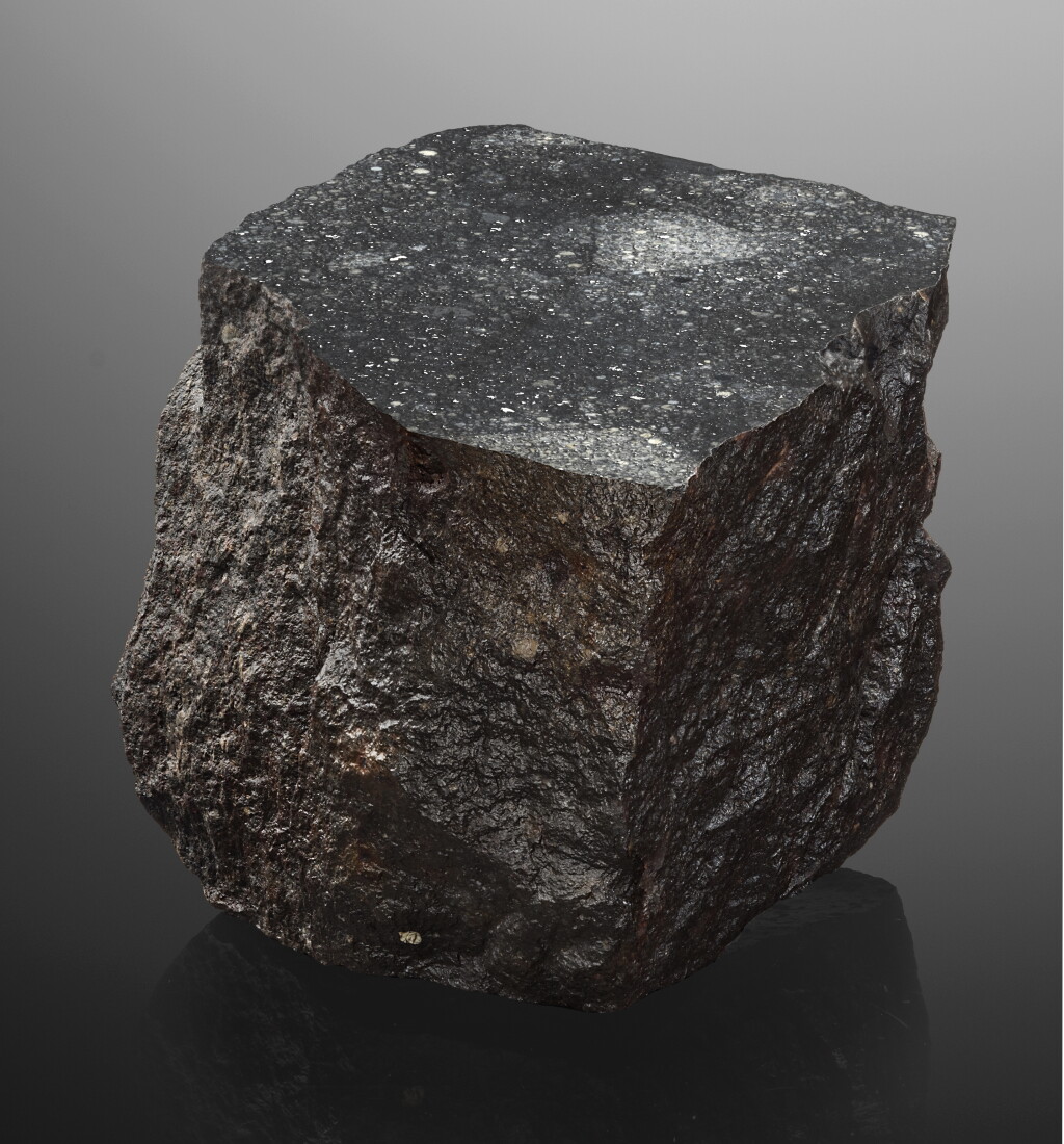 View full screen - View 1 of Lot 110. Ghubara Meteorite | With Cut And Polished Face.