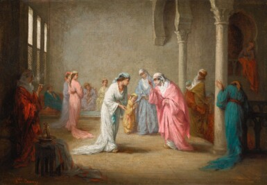 View full screen - View 1 of Lot 12. HENRIETTE BROWNE | A VISIT: A HAREM INTERIOR.