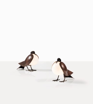 View full screen - View 1 of Lot 154. Paire de lampes Pigeon.