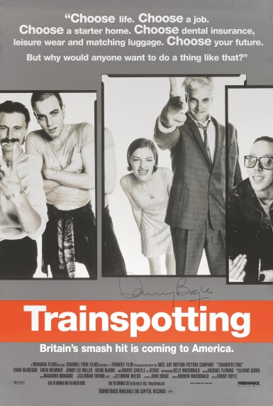 View full screen - View 1 of Lot 149. TRAINSPOTTING (1996) POSTER, US, SIGNED BY DANNY BOYLE.