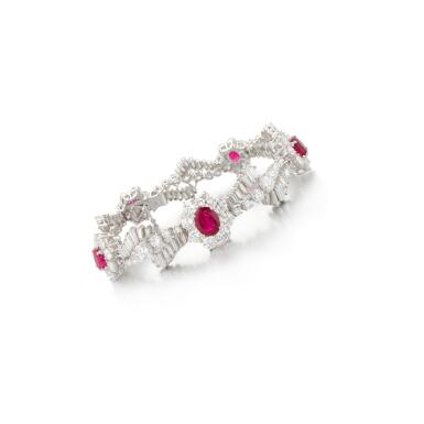 View full screen - View 1 of Lot 247. Ruby and diamond bracelet (Bracciale in rubini e diamanti ).