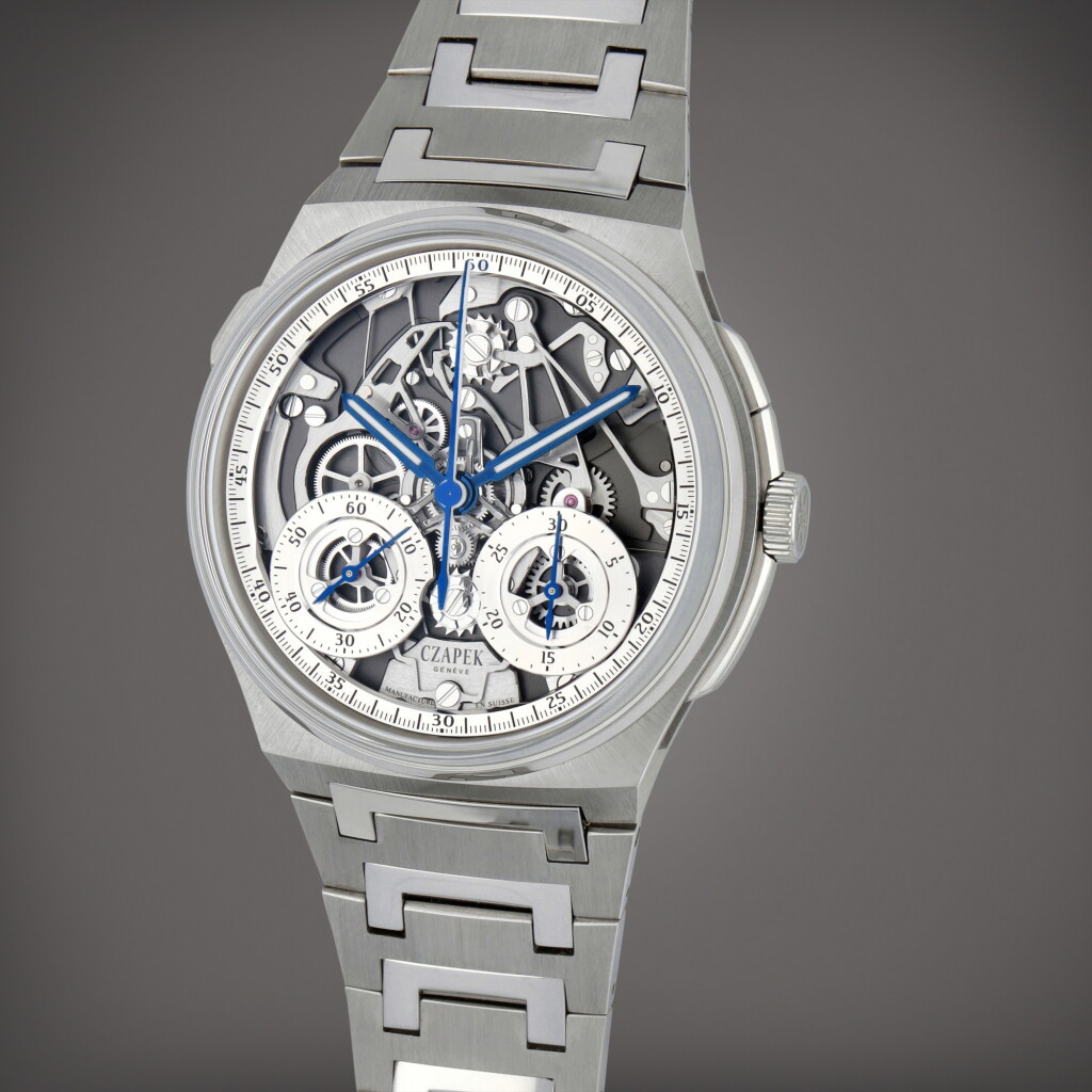 View full screen - View 1 of Lot 49. Antarctique Rattrapante 'Silver Grey' | A limited edition stainless steel split-second chronograph semi-skeletonized wristwatch with bracelet | Circa 2022.