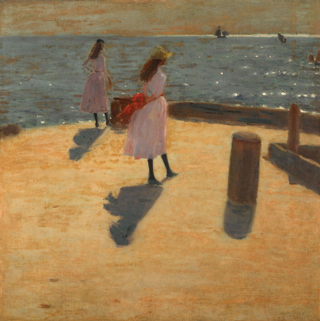 View full screen - View 1 of Lot 836. Two Girls on the Pierhead, Walberswick.