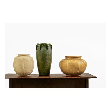 View full screen - View 1 of Lot 27. GRUEBY FAÏENCE COMPANY | "FERN-HANDLED" VASE.