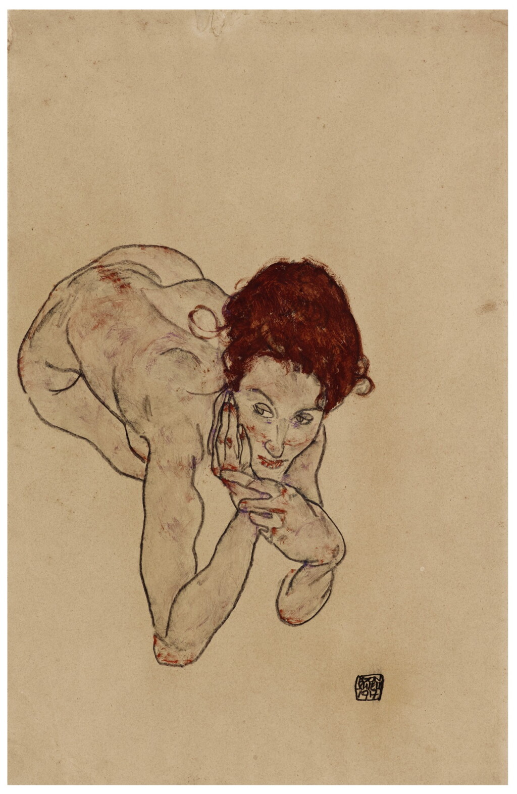 View full screen - View 1 of Lot 1018. Kauernder weiblicher Akt (Crouching Female Nude).
