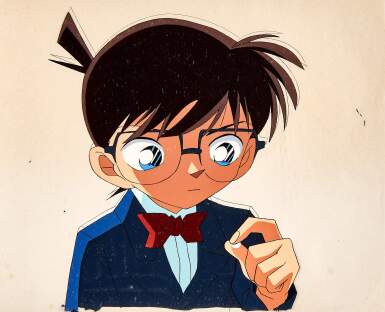 View full screen - View 1 of Lot 70. Conan Holding Pill Animation Cels with Dougas and Printed background | 拿著丸子的柯南賽璐璐,附線稿及印刷背景.