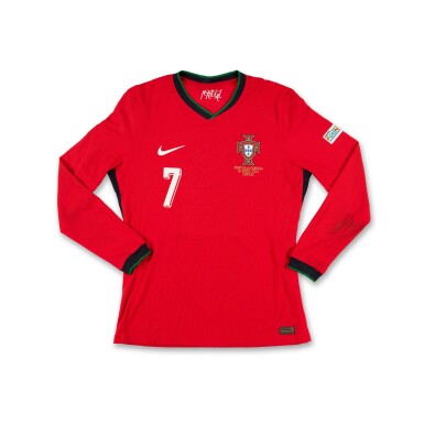 View full screen - View 1 of Lot 105. Cristiano Ronaldo 2024 UEFA European Championships Group Stage Match Worn Jersey | Record Breaking 6th Euros Appearance.