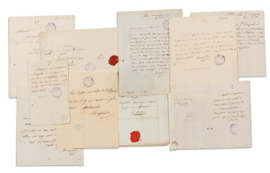 View full screen - View 1 of Lot 36. 33 lettres au chevalier Angiolini, à A. Crémieux et à divers correspondants. 1800-1878..