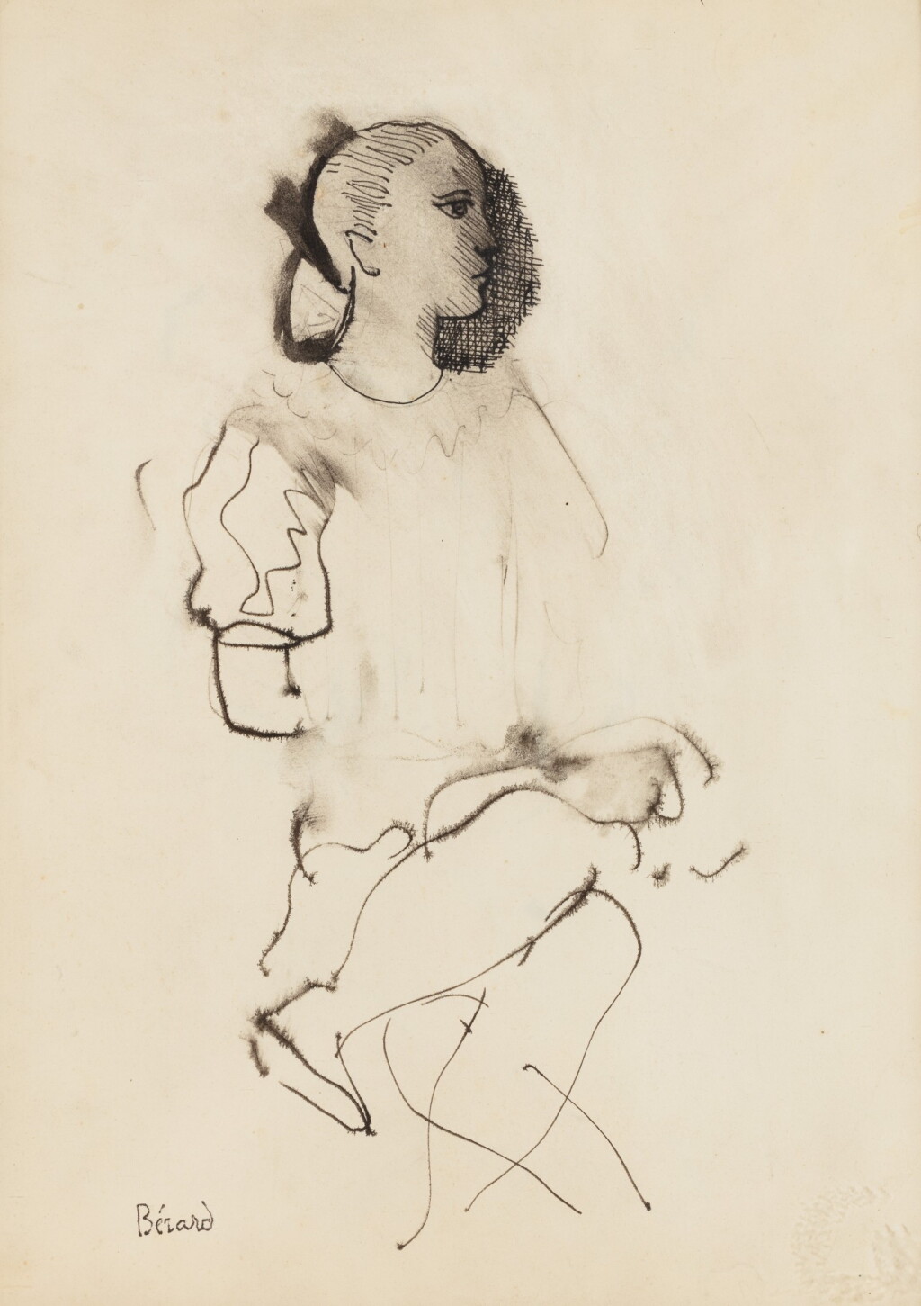 View full screen - View 1 of Lot 236. Esquisse de figure assise en collerette.