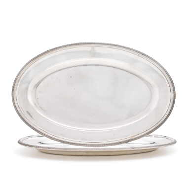 View full screen - View 1 of Lot 42. A pair of French silver serving dishes, Jean-Nicholas Boulanger, Paris, 1793/94 Association des Orfévres mark.