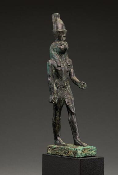 View full screen - View 1 of Lot 271. AN EGYPTIAN BRONZE FIGURE OF HORUS, 26TH/30TH DYNASTY, 664-342 B.C..