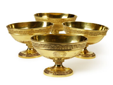 View full screen - View 1 of Lot 128. A Set of Four George III Britannia Standard Silver-Gilt Sauce Tureens, Paul Storr, London, 1797.