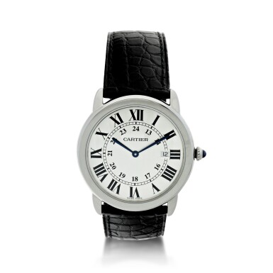 View full screen - View 1 of Lot 116. CARTIER | REFERENCE 3603 RONDE SOLO DE CARTIER A STAINLESS STEEL WRISTWATCH WITH DATE, CIRCA 2016.
