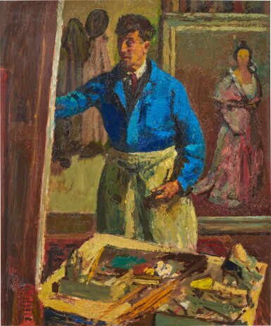 View full screen - View 1 of Lot 87. Der Maler Johann Peter Flück an der Staffelei, 1946.