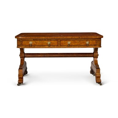 View full screen - View 1 of Lot 599. A William IV Gilt-Bronze Mounted Elmwood Writing Table, Circa 1830.