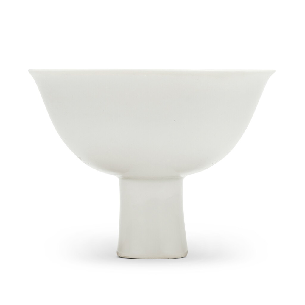View full screen - View 1 of Lot 3. A white-glazed stem bowl, Ming dynasty, 15th century.