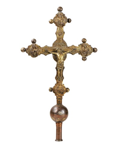 View full screen - View 1 of Lot 3. ITALIAN, PROBABLY TUSCANY, CIRCA 1500 | AN IMPORTANT DOUBLE-SIDED PROCESSIONAL CROSS.