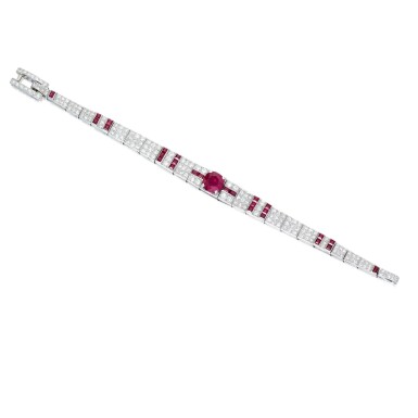 View full screen - View 1 of Lot 67. Cartier | Ruby and Diamond Bracelet.