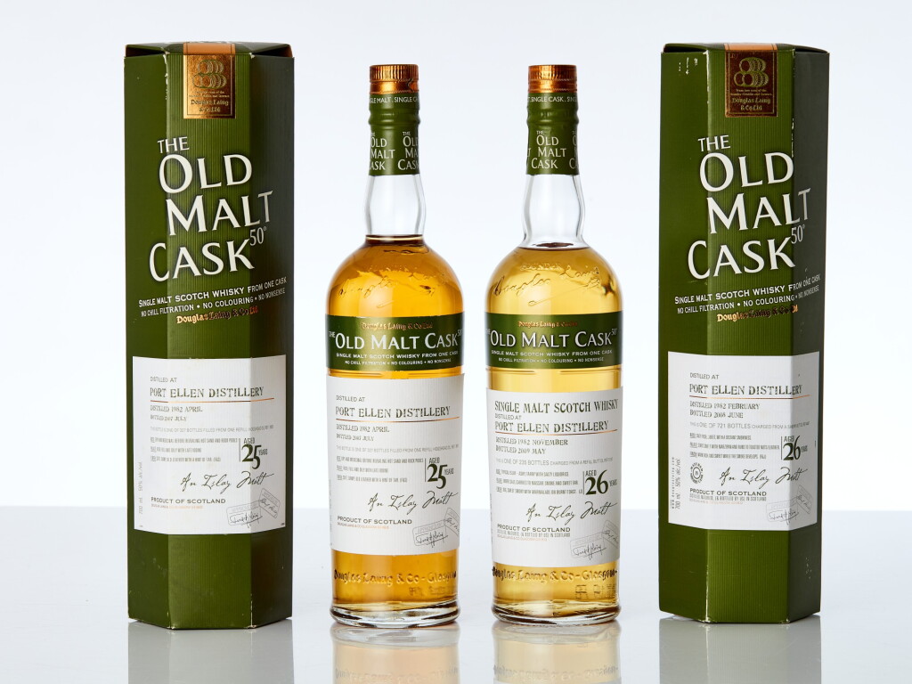 View full screen - View 1 of Lot 7633. Port Ellen Douglas Laing Old Malt Cask 26 Year Old 50.0 abv 1982 (1 BT70) & Port Ellen Douglas Laing Old Malt Cask 25 Year Old 50.0 abv 1982 (1 BT70).