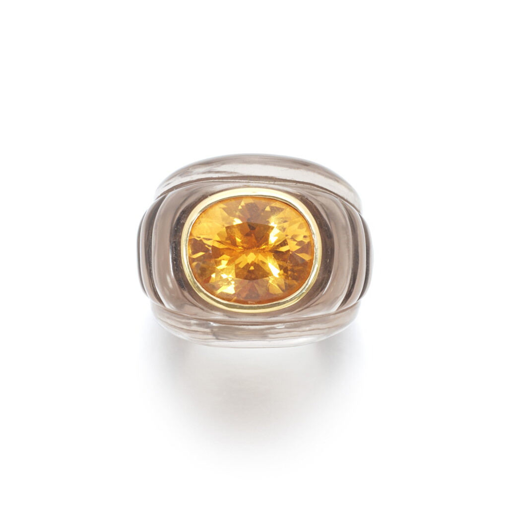 View full screen - View 1 of Lot 1071. Citrine and smoky quartz ring, circa 1985.