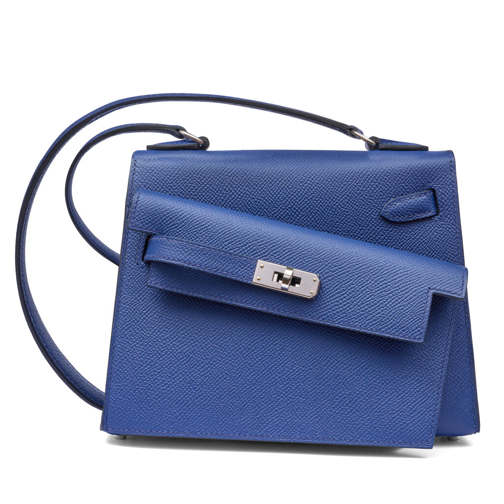 View full screen - View 1 of Lot 9. Limited Edition Bleu Saphir Epsom Kelly en Désordre 20 Sellier Palladium Hardware, 2024.
