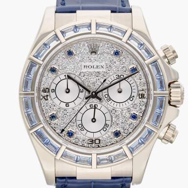 View full screen - View 1 of Lot 126. Reference 116589SACI Daytona | A white gold, sapphire and diamond-set chronograph wristwatch, Circa 2000.