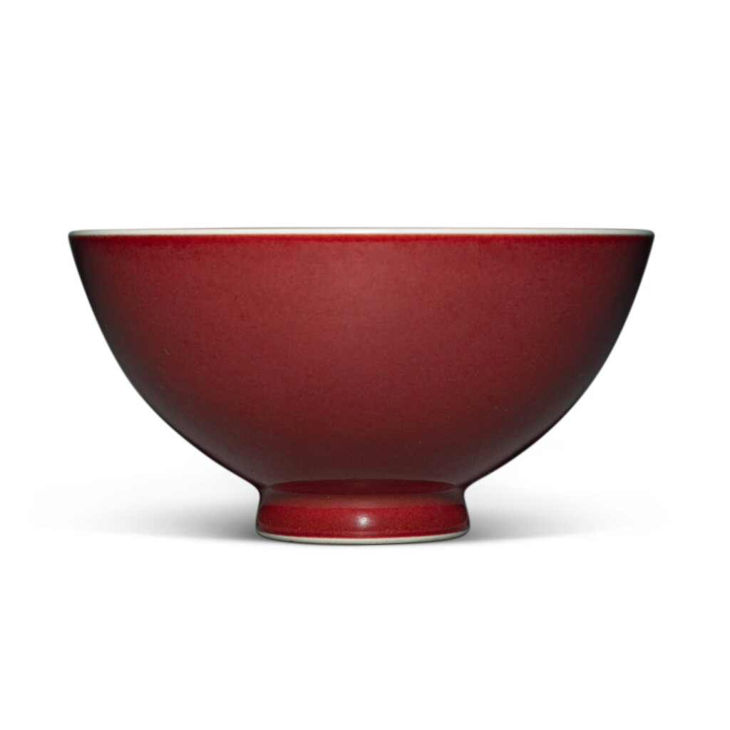View full screen - View 1 of Lot 369. A copper-red-glazed bowl, Seal mark and period of Qianlong | 清乾隆 紅釉盌 《大清乾隆年製》款.