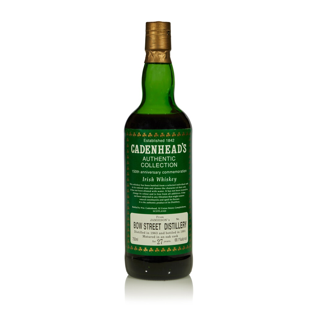 View full screen - View 1 of Lot 87. Jameson's Bow Street Distillery Cadenhead's Authentic Collection 27 Year Old 68.1 abv 1963 (1 BT 75cl).