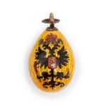 Imperial Russia: a Fabergé gold and guilloché enamel egg pendant, probably St Petersburg, circa 1900