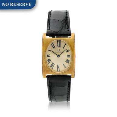 View full screen - View 1 of Lot 132. A yellow gold rectangular wristwatch, Circa 1970.