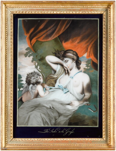 View full screen - View 1 of Lot 60. A Chinese reverse-painted mirror after ‘The Snake in the Grass’ by Sir Joshua Reynolds, late 18th century.