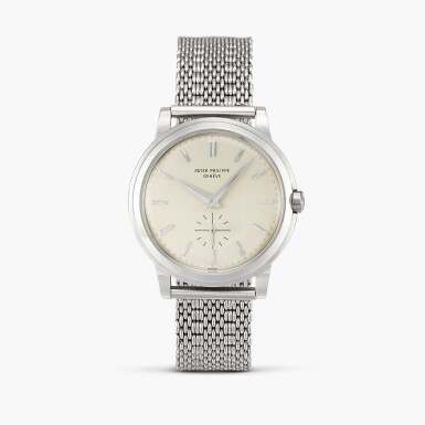 View full screen - View 1 of Lot 2389. ‘La Maison Platine’, Reference 2552 | A platinum wristwatch with bracelet, Retailed by Cartier, Circa 1959.