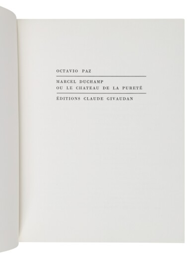 View full screen - View 1 of Lot 27. MARCEL DUCHAMP OU LE CHATEAU DE LA PURETÉ. GENEVA: ÉDITIONS CLAUDE GIVAUDAN, 1968.
