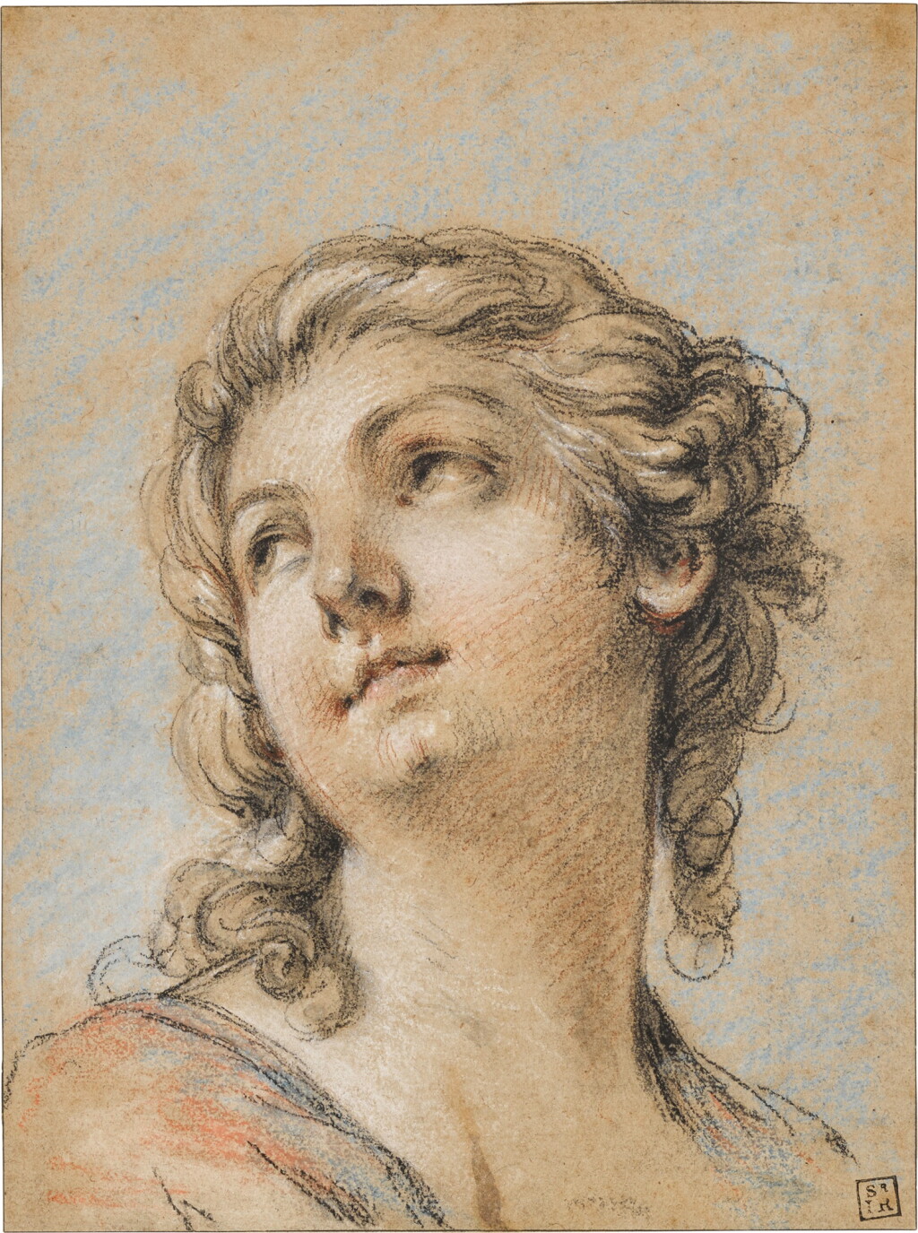 View full screen - View 1 of Lot 45. Head of a young woman, looking up to the left.