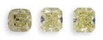 A Group of Three Fancy Yellow Diamonds Each Weighing 2.01 Carats