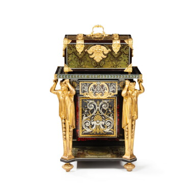 View full screen - View 1 of Lot 22. A marquetry casket and stand, the casket Louis XIV circa 1685-1700, attributed to André-Charles Boulle, the stand partly Louis XIV adapted in the second half of the 18th century.