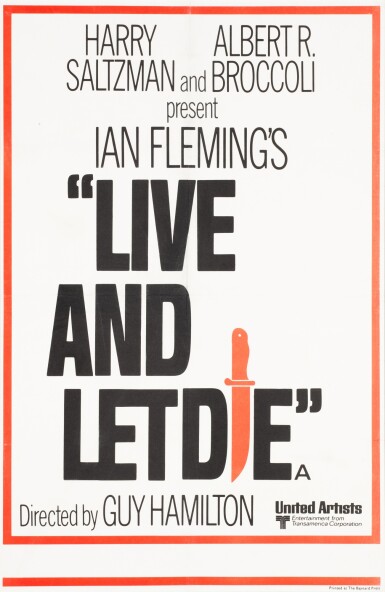 View full screen - View 1 of Lot 181. Live and Let Die (1973), Poster, British, advance 'text' version.
