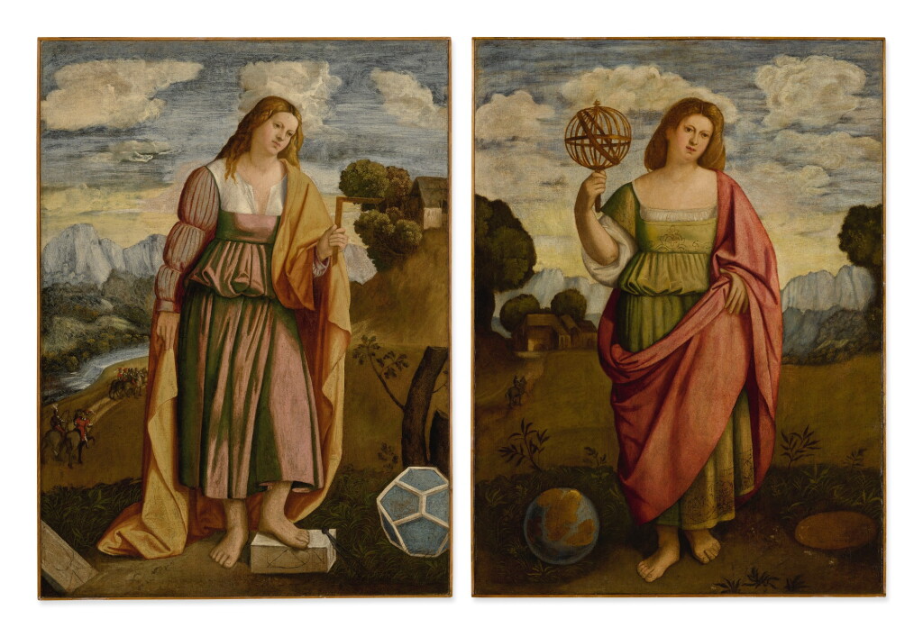 View full screen - View 1 of Lot 17. LOMBARD/VENETIAN SCHOOL, 16TH CENTURY | ALLEGORY OF GEOMETRY; ALLEGORY OF GEOGRAPHY.