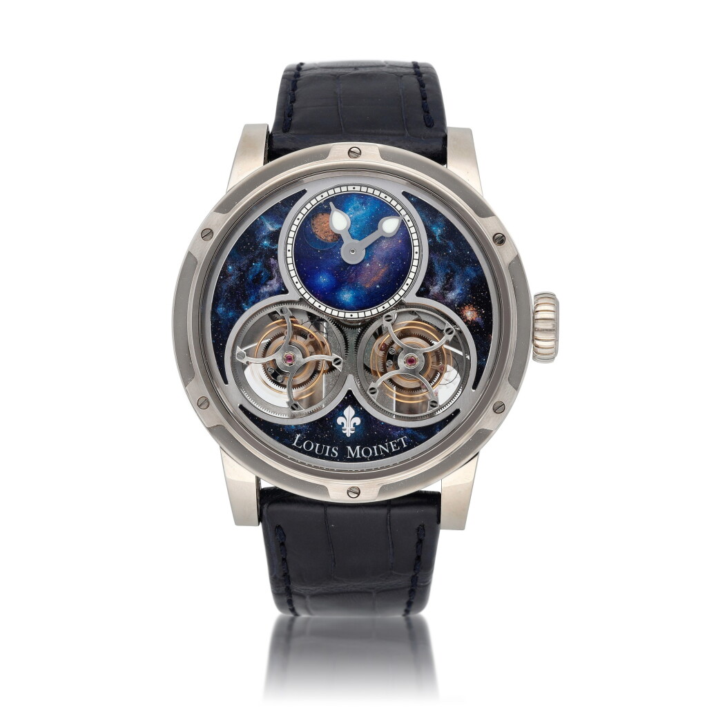 View full screen - View 1 of Lot 21. Sideralis, Ref. LM-46.70.20 Limited edition white gold skeletonized wristwatch with double tourbillon and rotating meteorite-set subdial Circa 2016.