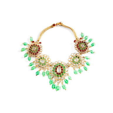 View full screen - View 1 of Lot 612. Frances Patiky Stein's Collection: Green Gripoix Necklace, 1995.