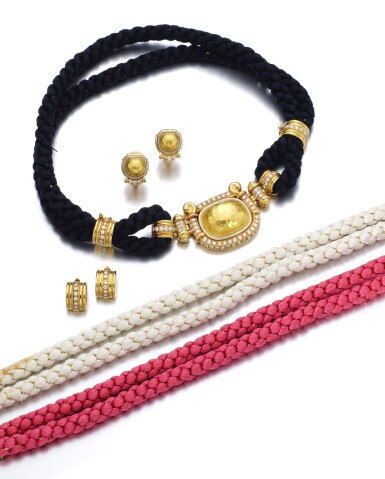 View full screen - View 1 of Lot 79. CHAUMET | GOLD AND DIAMOND DEMI-PARURE.