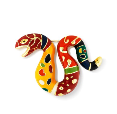 View full screen - View 1 of Lot 98. Niki de Saint-Phalle | Broche émail | Enamel brooch.