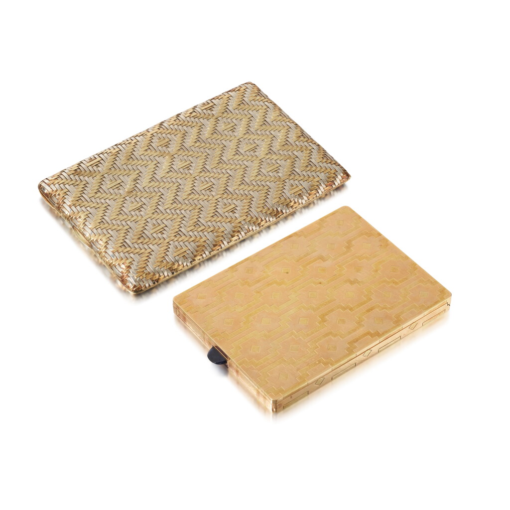 View full screen - View 1 of Lot 170. Two Varicoloured Gold Cigarette Cases, London, 1930 and Paris, Circa 1960.
