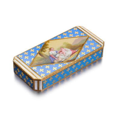 View full screen - View 1 of Lot 1085. A gold and enamel snuff box, Frères Jordan, Berlin, circa 1795-1800.